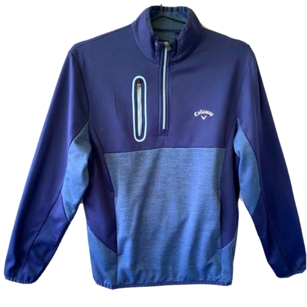 Men’s Blue Callaway 1/4 Zip Long Sleeve Pullover, Size Small.